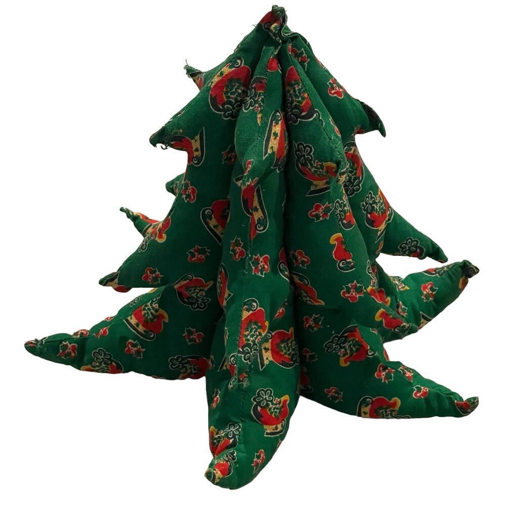 Vintage handmade fabric stuffed 3D Christmas Tree